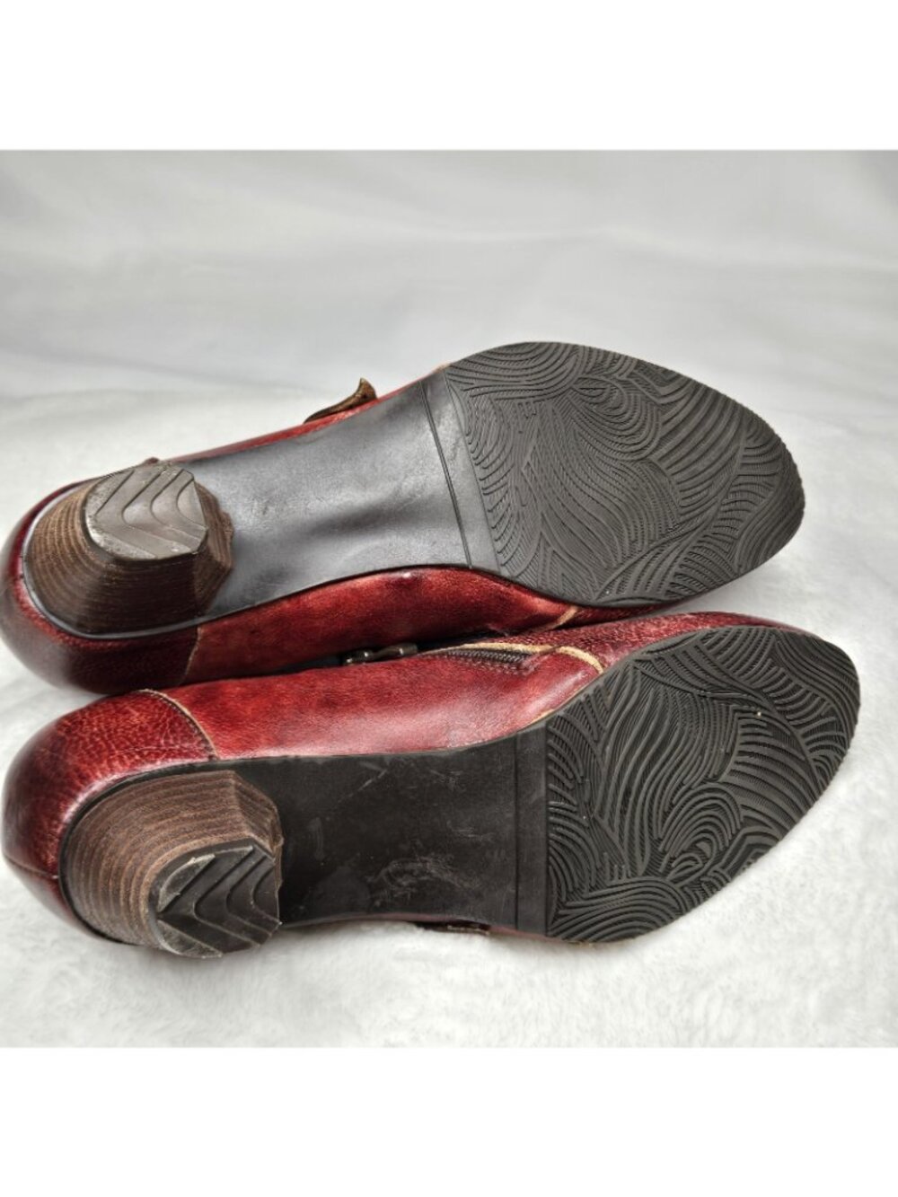 Women's Booties Size 9.5 Boho Western Floral Leather Ankle Brown Tooled Red Shoe - Picture 9 of 9